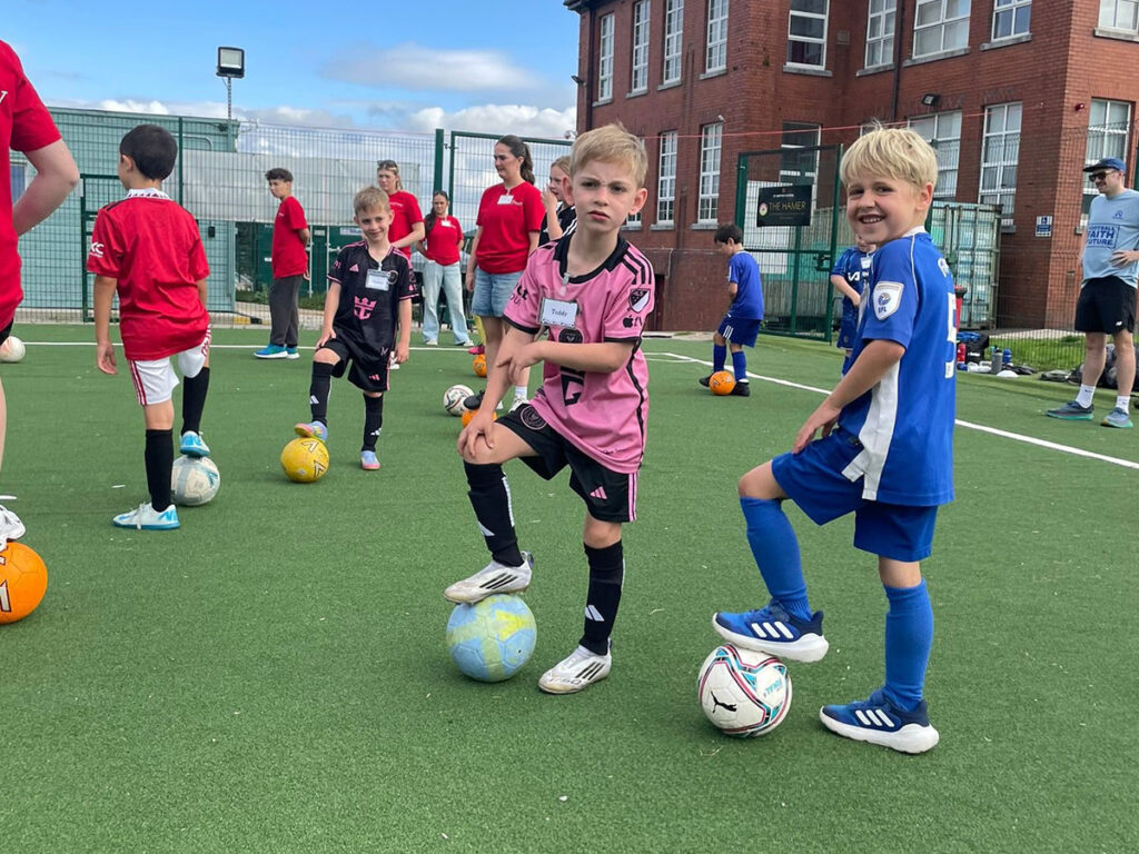kids playing football at Gateway Church Caerphilly Camp 2025